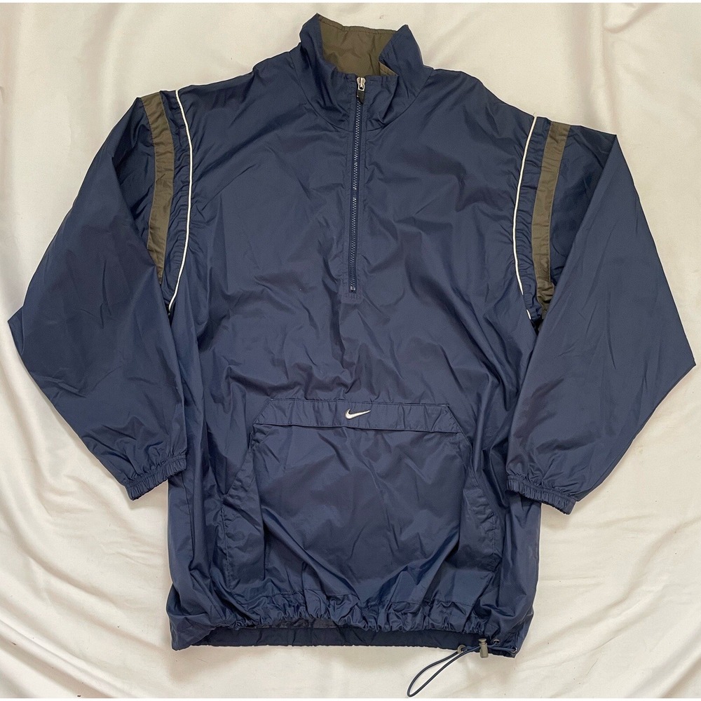 Vtg 90s Nike 1/4 Zip‎ Windbreaker Jacket Swoosh Men's Size Large Pockets